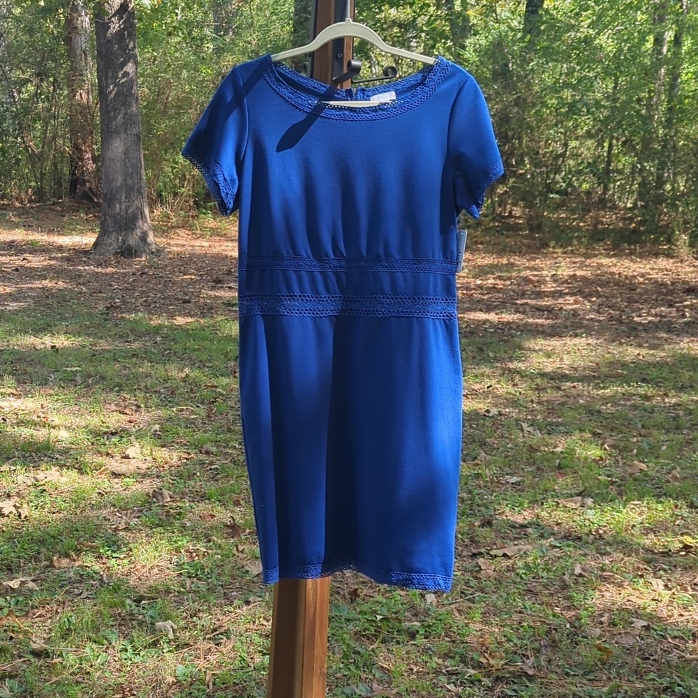 🌟NWT Charming Charlie Blue Sheer  Crochet Peep Hole Dress